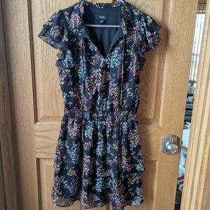 MSK Black Floral Ruffle Mini Dress